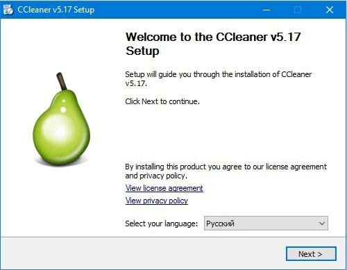 Установка CCleaner 